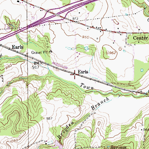 Topographic Map of Earls, TX