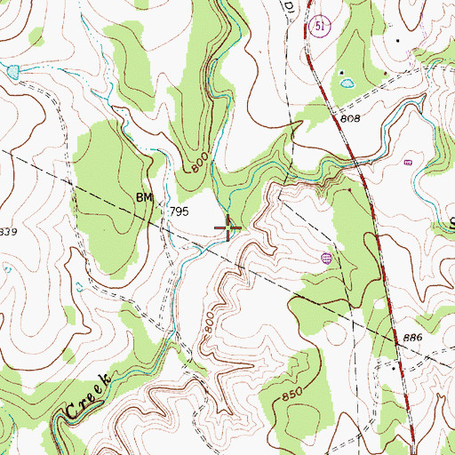 Topographic Map of Shaw Creek, TX