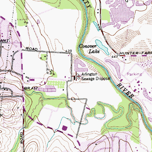 Topographic Map of Arlington Sewage Disposal, TX