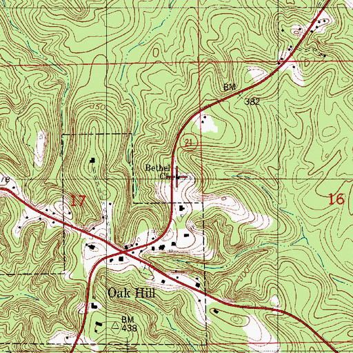 Topographic Map of Bethel Church, AL