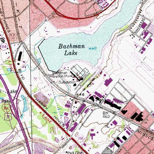 Topographic Map of Bachman Filtration Plant, TX