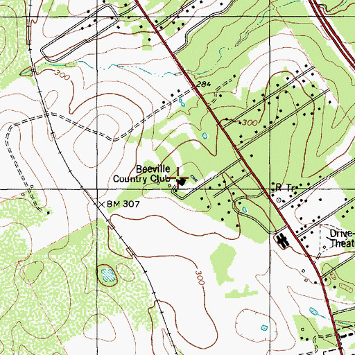 Topographic Map of Beeville Country Club, TX