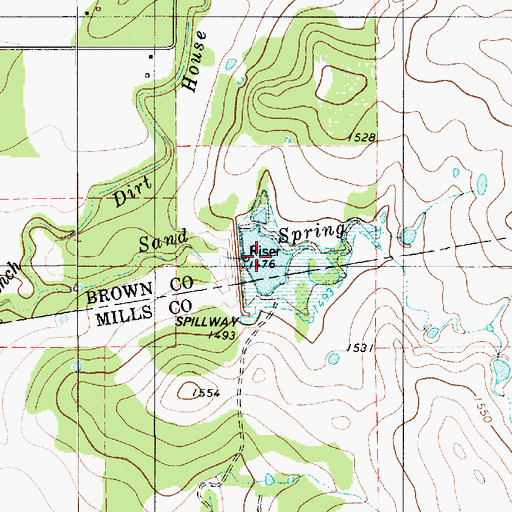 Topographic Map of Blanket Creek Watershed Number 16, TX