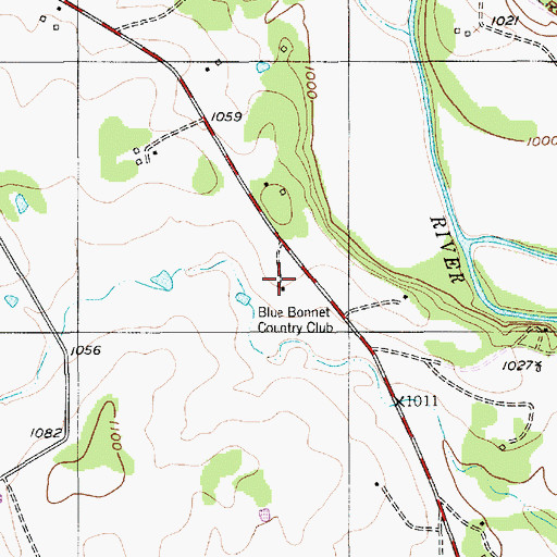 Topographic Map of Blue Bonnet Country Club, TX
