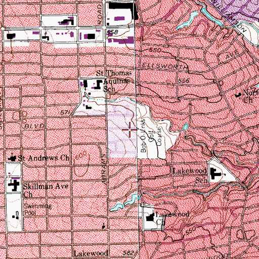 Topographic Map of Bob-O-Links Golf Course (historical), TX
