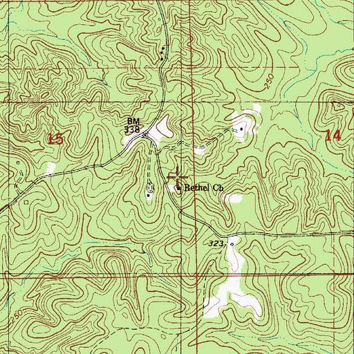 Topographic Map of Bethel Church, AL