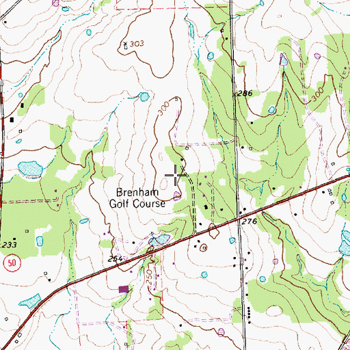 Topographic Map of Brenham Golf Course, TX