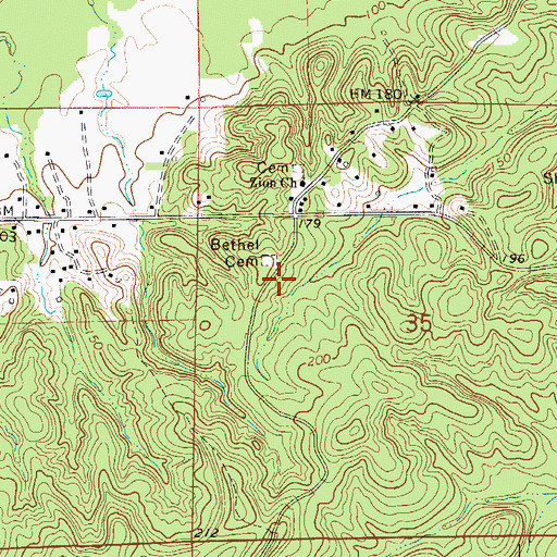 Topographic Map of Bethel Church (historical), AL