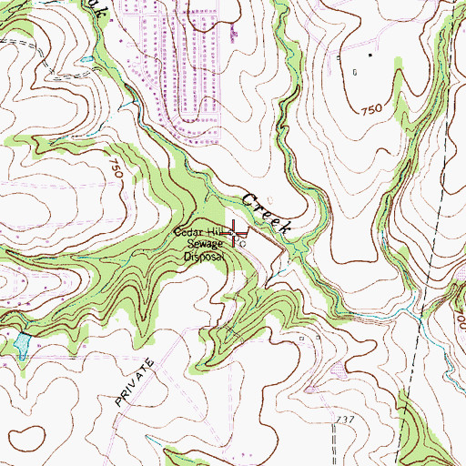Topographic Map of Cedar Hill Sewage Disposal, TX