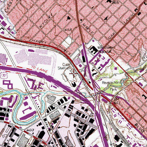 Topographic Map of Cobb Stadium, TX