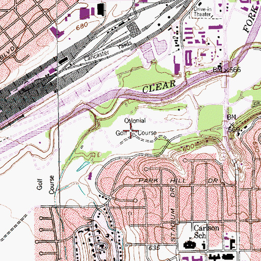 Topographic Map of Colonial Golf Course, TX