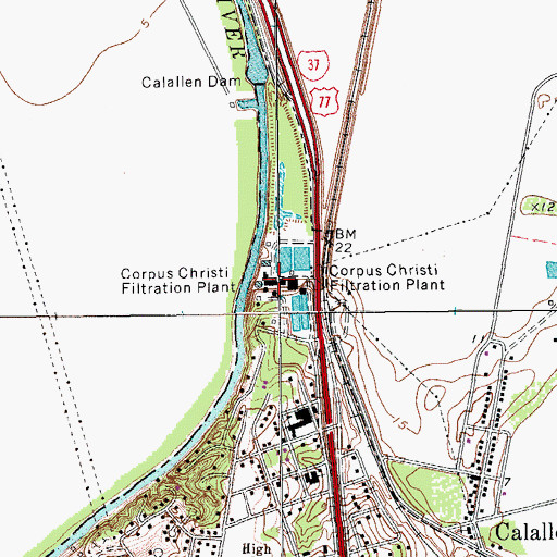 Topographic Map of Corpus Christi Filtration Plant, TX