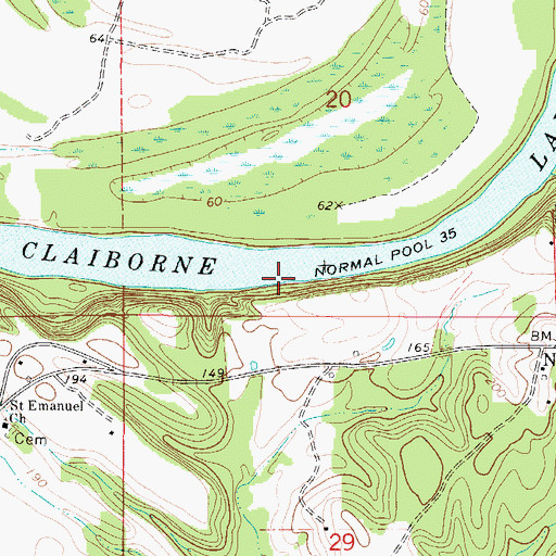 Topographic Map of Black Bluff Landing, AL
