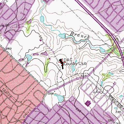 Topographic Map of D A C Country Club, TX