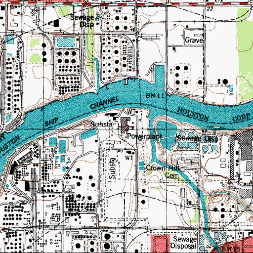 Topographic Map of Deepwater Power Plant, TX
