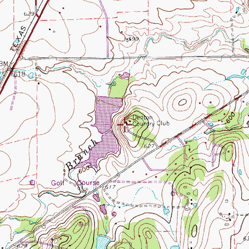 Topographic Map of Denton Country Club, TX