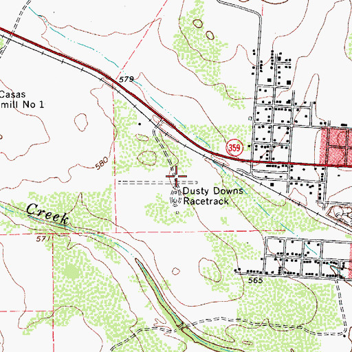 Topographic Map of Dusty Downs Racetrack, TX