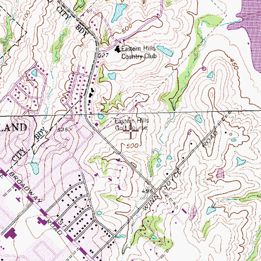 Topographic Map of Eastern Hills Golf Course, TX