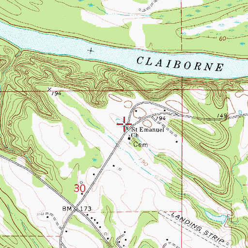 Topographic Map of Blacks Bluff (historical), AL