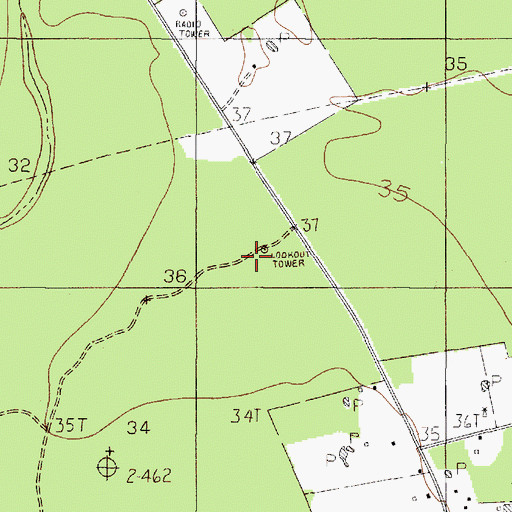 Topographic Map of Evadale Fire Lookout Tower, TX