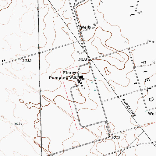 Topographic Map of Florey Pumping Station, TX