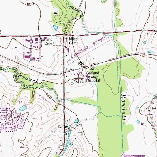 Topographic Map of Garland Sewage Disposal, TX