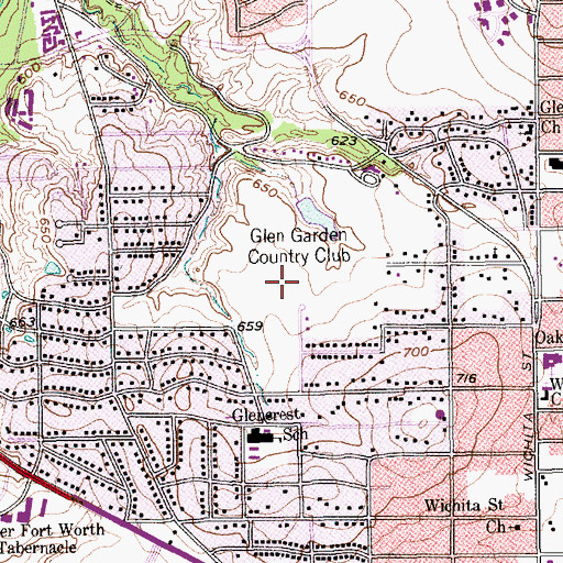 Topographic Map of Glen Garden Country Club, TX