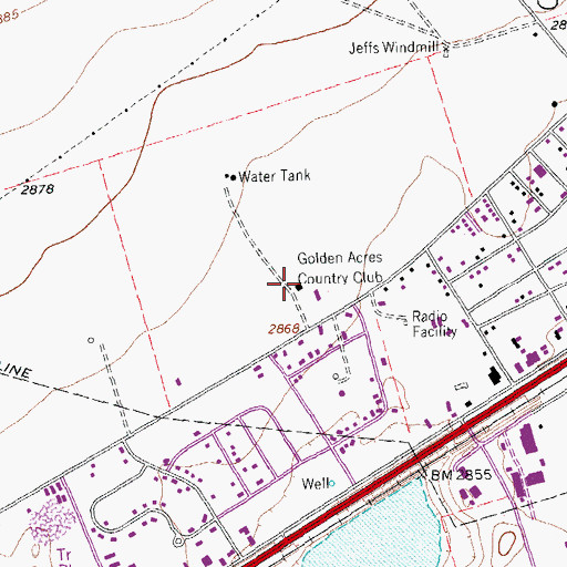 Topographic Map of Golden Acres Country Club, TX