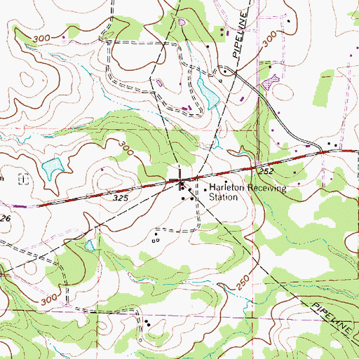 Topographic Map of Harleton Receiving Station, TX