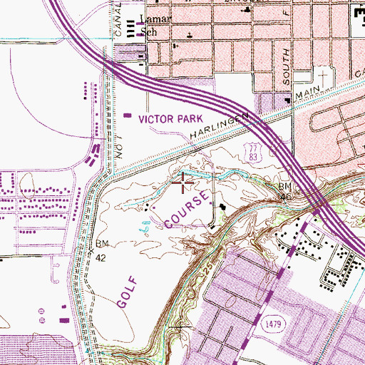 Topographic Map of Harlingen Municipal Golf Course, TX