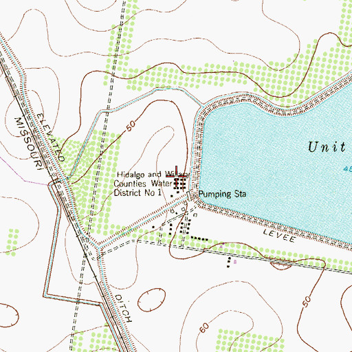 Topographic Map of Hidalgo and Willacy Counties Water District, TX