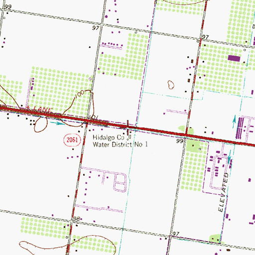 Topographic Map of Hidalgo County Water District Number 1, TX