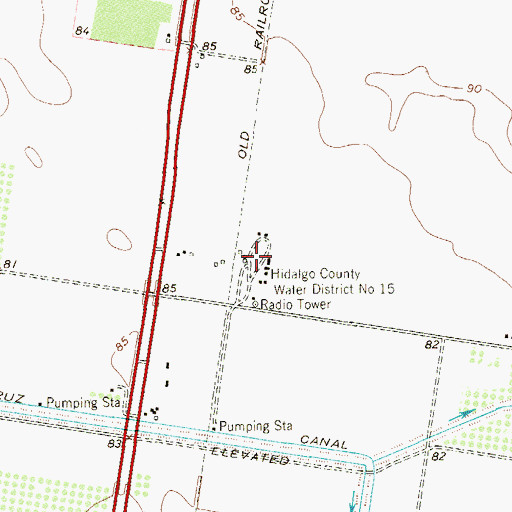 Topographic Map of Hidalgo County Water District Number 15, TX