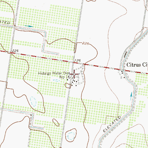 Topographic Map of Hidalgo County Water District Number 16, TX