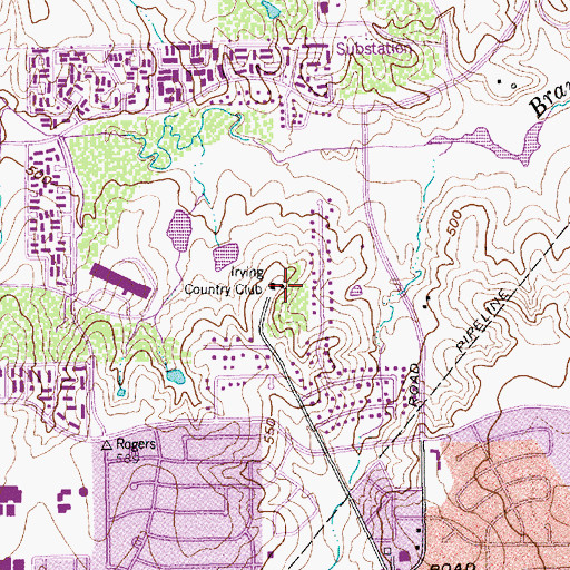Topographic Map of Irving Country Club, TX