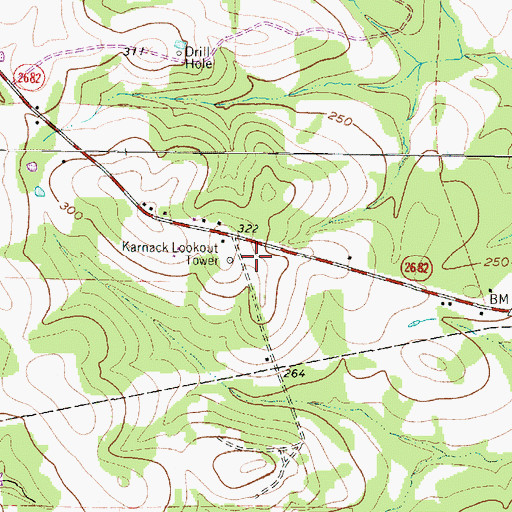 Topographic Map of Karnack Lookout Tower, TX