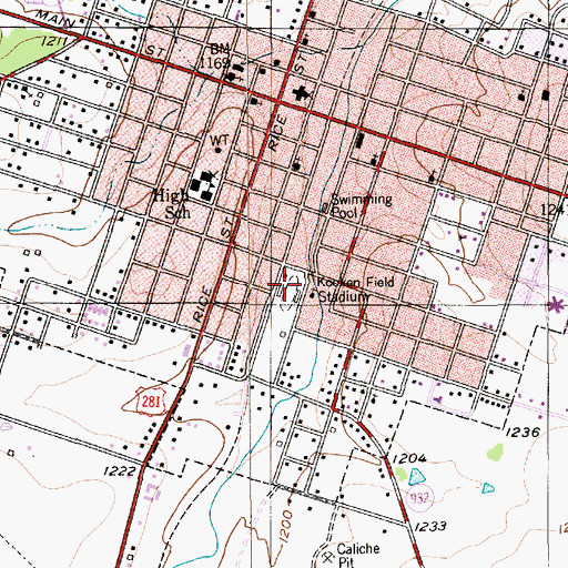Topographic Map of Kooken Field Stadium, TX