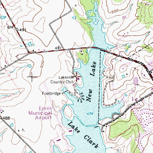 Topographic Map of Lakeside Country Club, TX