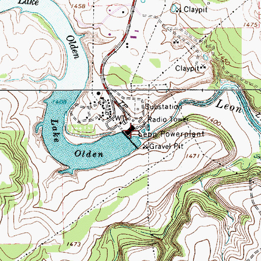 Topographic Map of Leon Powerplant, TX