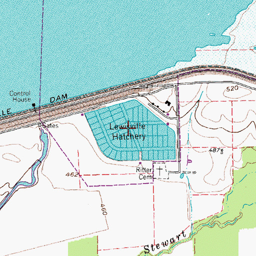 Topographic Map of Lewisville Hatchery, TX
