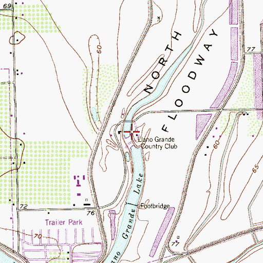 Topographic Map of Llano Grande Country Club, TX