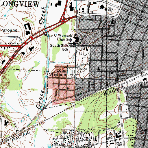 Topographic Map of Lobo Stadium, TX