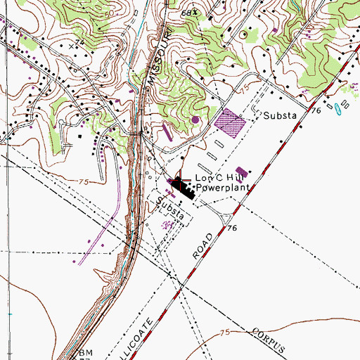 Topographic Map of Lon C Hill Powerplant, TX