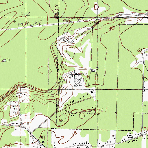 Topographic Map of Magnolia Ridge Country Club, TX