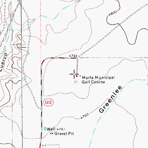 Topographic Map of Marfa Municipal Golf Course, TX