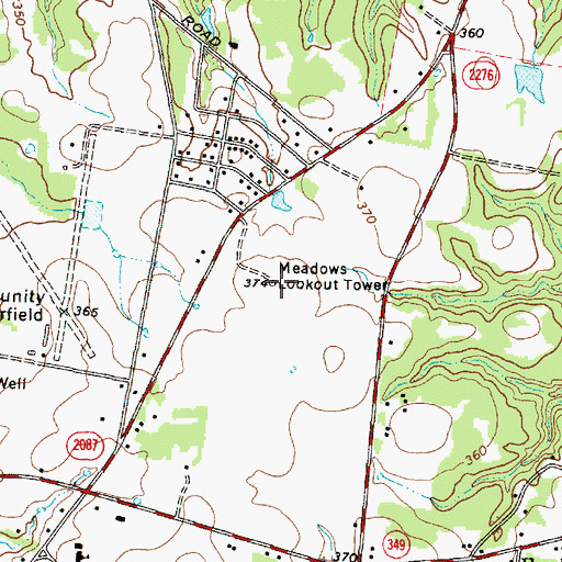 Topographic Map of Meadows Lookout Tower, TX