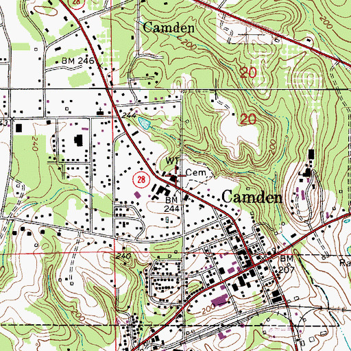 Topographic Map of Camden Baptist Church, AL