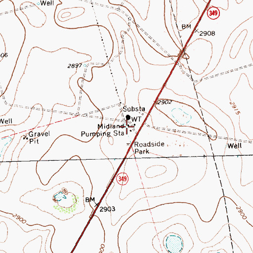 Topographic Map of Midland Pumping Station, TX
