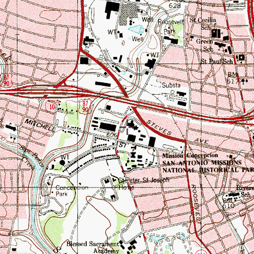 Topographic Map of Mission Stadium, TX