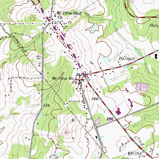 Topographic Map of Mount Olive Number 1 Church, TX